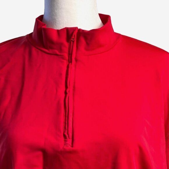 Lands’ End Men’s Red Quarter Zip Pullover Mock Neck Long Sleeve Sweatshirt XXL - Picture 4 of 6